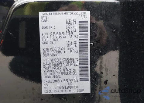 2015 Infiniti Qx60 from USA, damaged, VIN 5N1AL0MM6FC559712